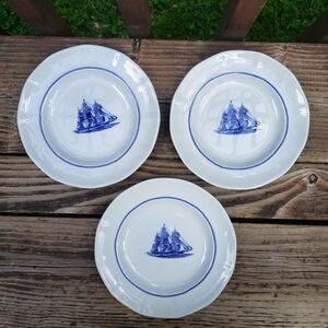 (3) Georgetown Collection by Wedgewood 'American Clipper' SHIP Salad Plates - 8"